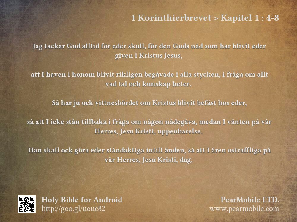 1 Korinthierbrevet, Kapitel 1:4-8
